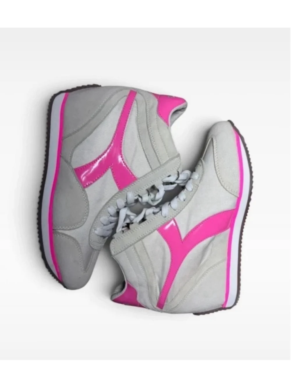 Women's Diadora Wedge Retro Sneakers White and Pink Size 7.5